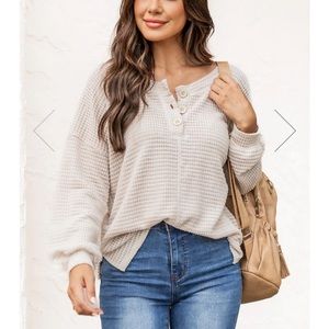 NWOT Oatmeal Waffle Henley